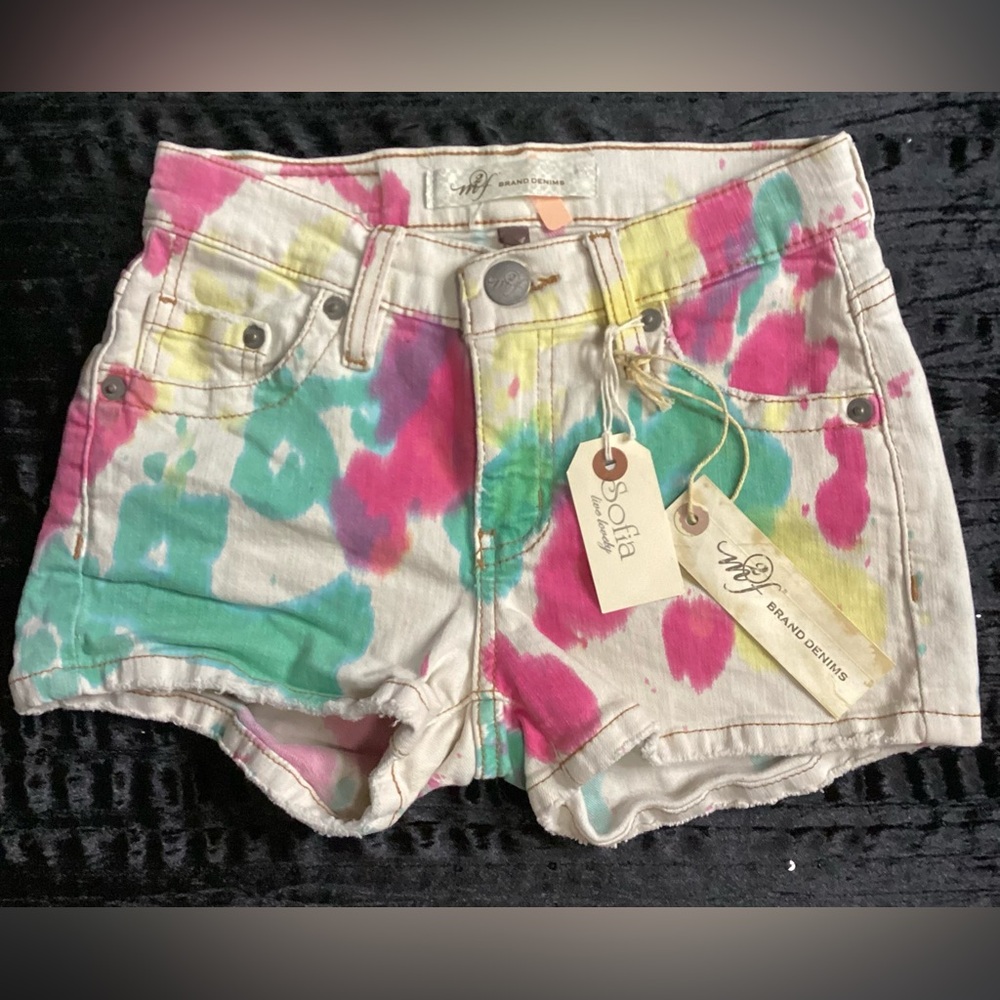 Colorful Tie-Dye Jean Mini Shorts 24